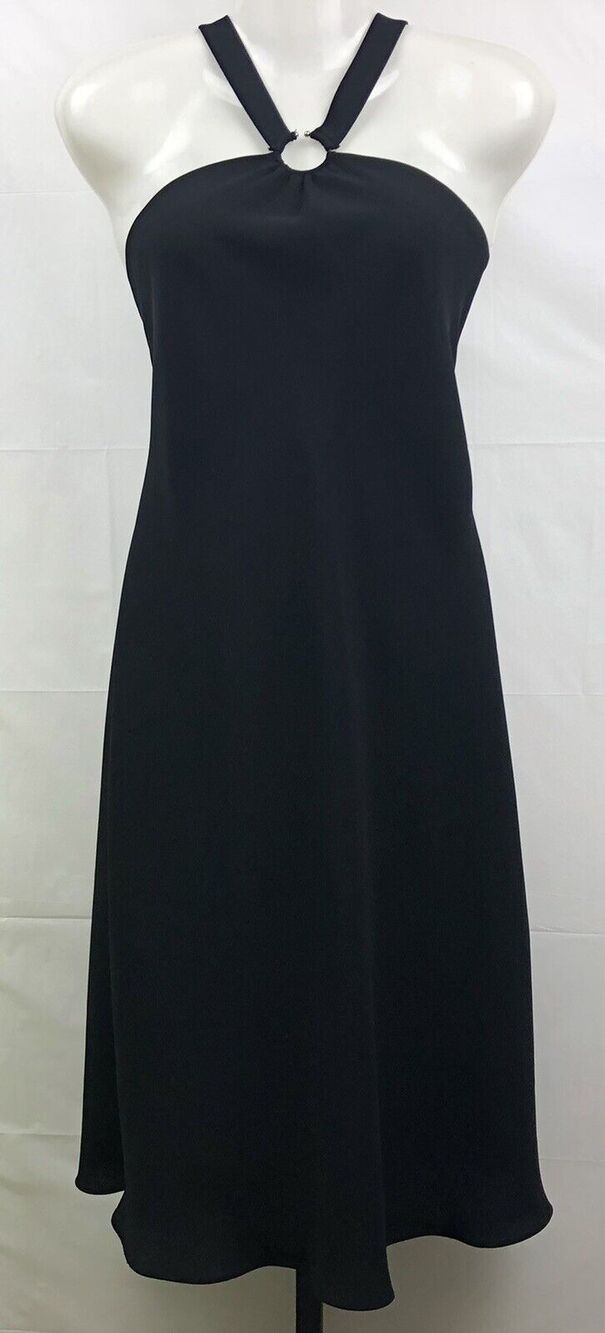 Evan Picone Evening Dress Women Size 12 Black Cross Strap Formal Fully Lined